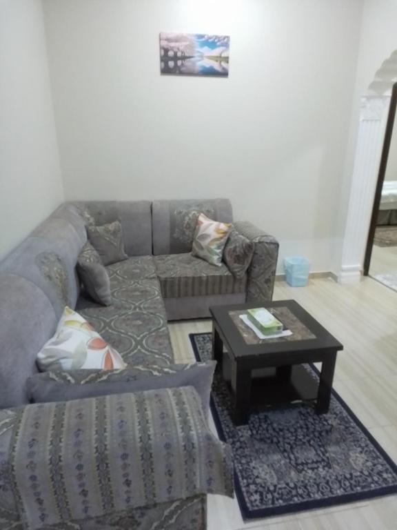 Χώρος καθιστικού στο جناح فاخر غرفة نوم وصاله تلفزيون ومطبخ لشخصين بالغين