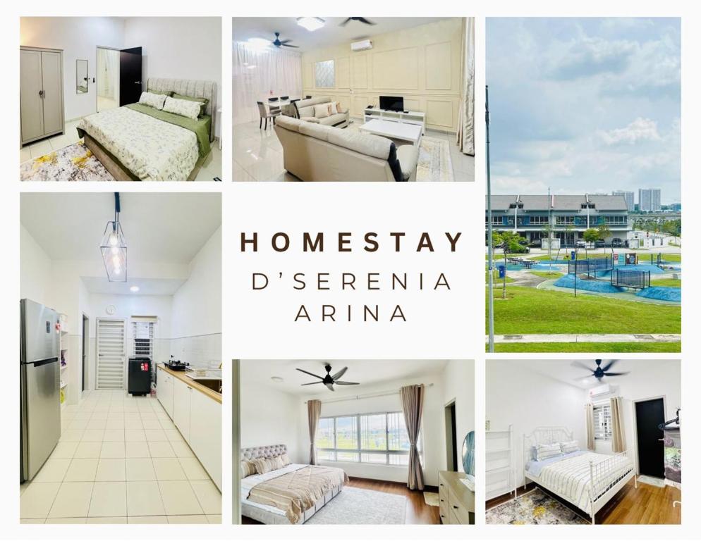 eine Collage mit Fotos eines Hauses in der Unterkunft Homestay D'Serenia Arina in Kampung Dengkil