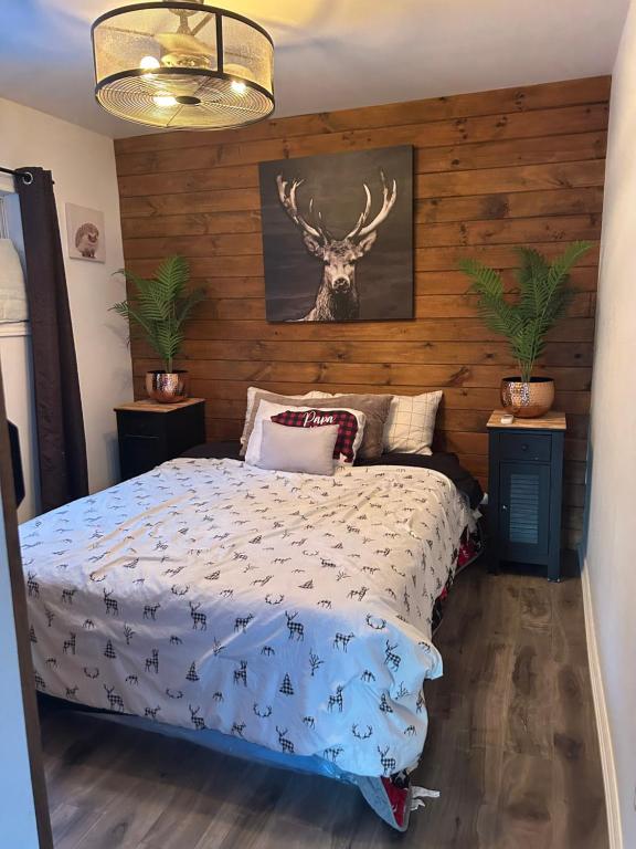 Postel nebo postele na pokoji v ubytování Le petit chalet Chertsey