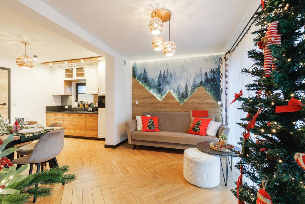 Köök või kööginurk majutusasutuses Słoneczne Chatki