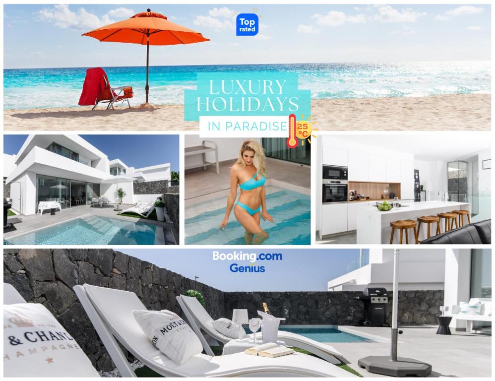 un collage de photos d'hôtels de luxe au paradis dans l'établissement Villa Moada Ocean Breeze, à Callao Salvaje