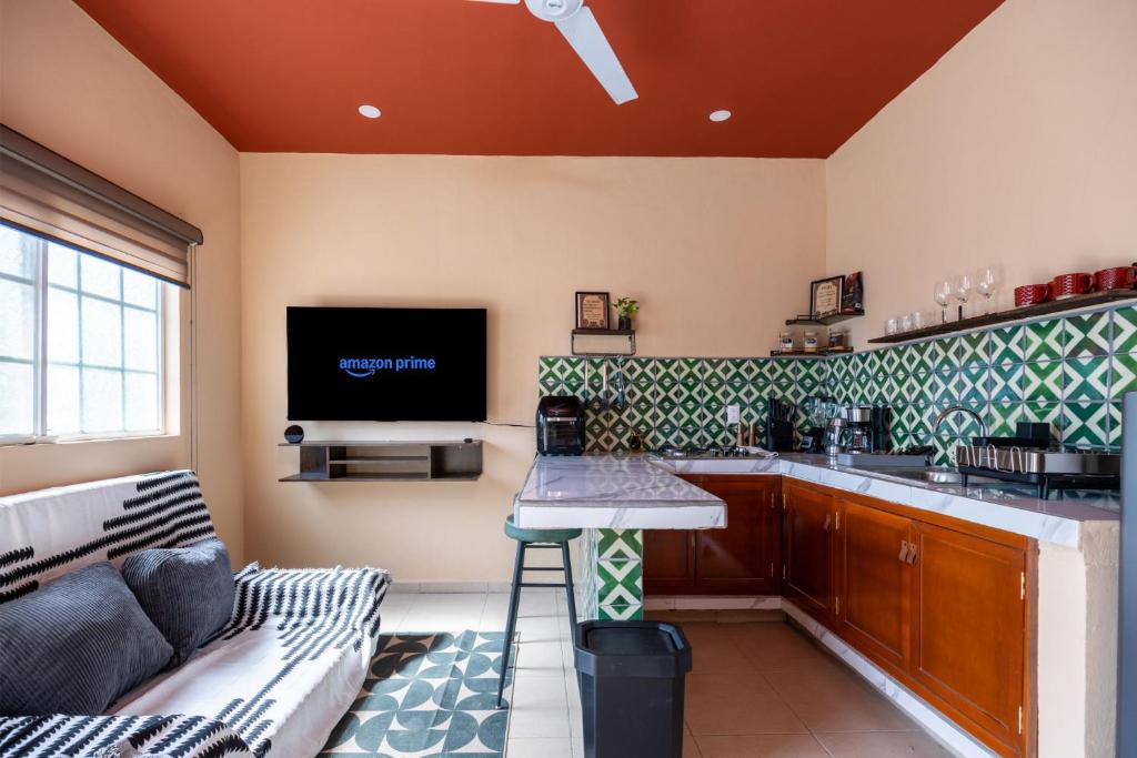 Μια τηλεόραση ή/και κέντρο ψυχαγωγίας στο Starlink Wi-Fi, 4min to Beach & Downtown, Laundry Service Included, PetsOK