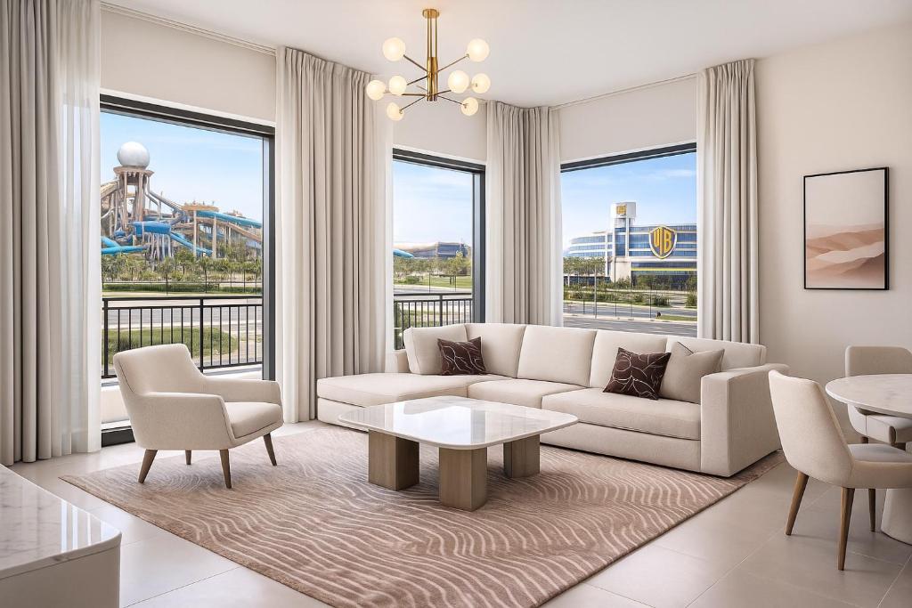 Istumisnurk majutusasutuses Luxury1BR Yas Island, Theme Parks Views! Near F1