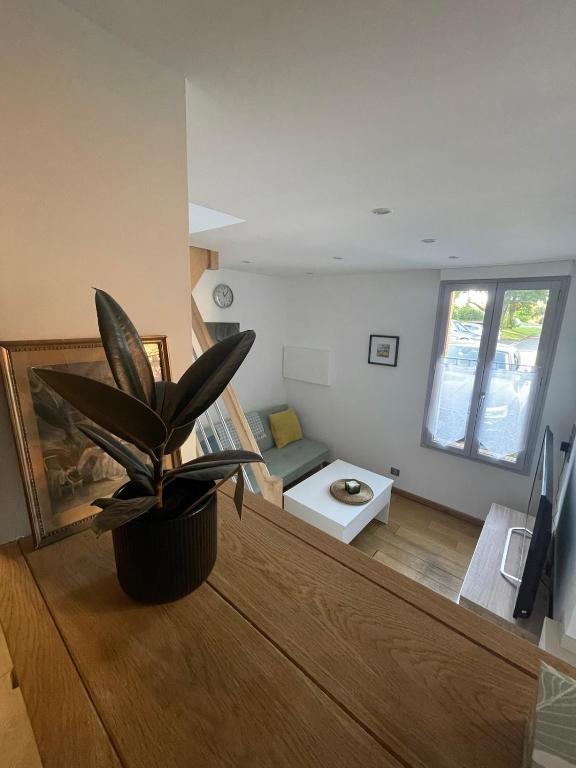 Χώρος καθιστικού στο Cozy studio near Lille