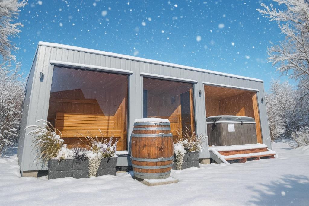 Το Domki Nadmorska Oaza nad morzem i jeziorem τον χειμώνα