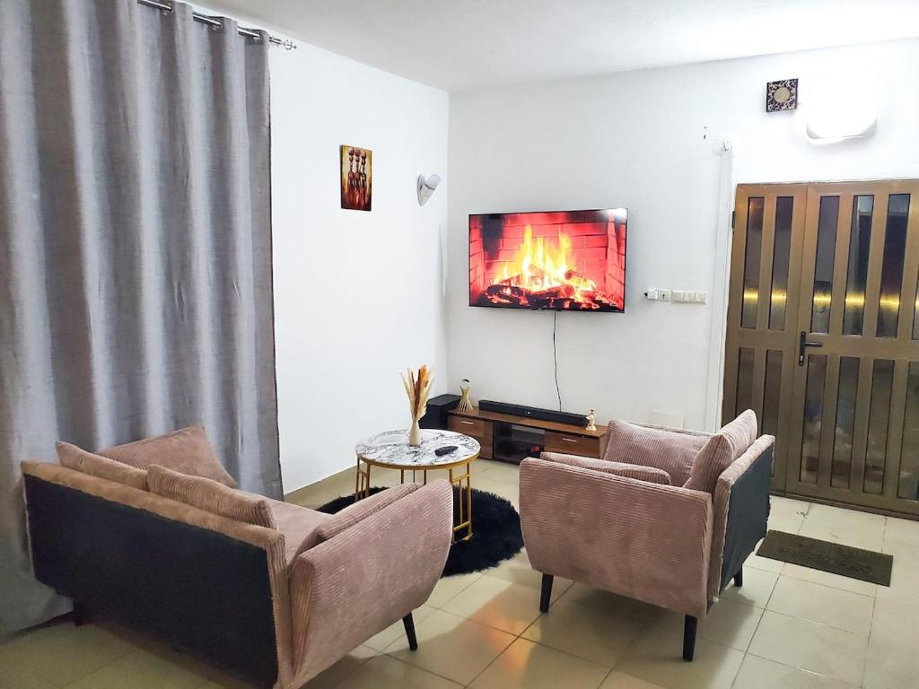 Χώρος καθιστικού στο Bio Apartment Sea View Quiet and Cozy