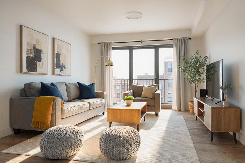 Μια τηλεόραση ή/και κέντρο ψυχαγωγίας στο Modern Retreat Free Parking 30Min NYC