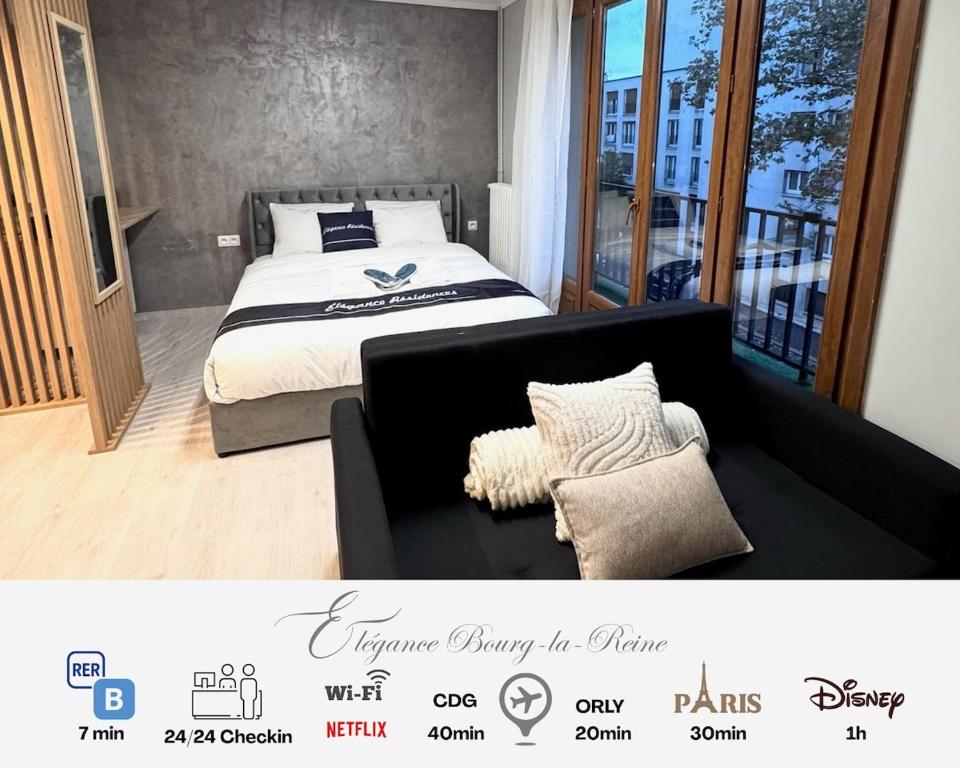 Postel nebo postele na pokoji v ubytování Elegance Bourg-la-Reine