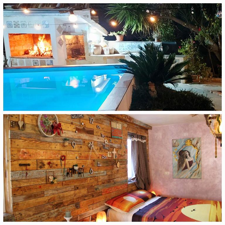 two pictures of a house with a swimming pool at A casa di Sandra, costa dei Trabocchi in Paglieta