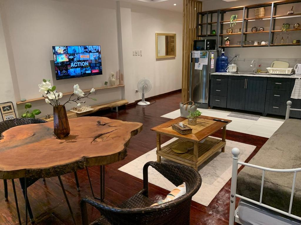 Η κουζίνα ή μικρή κουζίνα στο Spacious 2 Puntakana apartelle