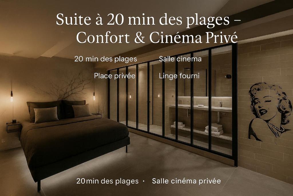 Una cama o camas en una habitación de Maison tout équipée! Avec SALLE DE CINÉMA!!!