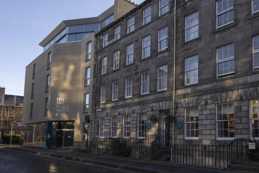a building on the corner of a street at Ten Hill Place in Edinburgh