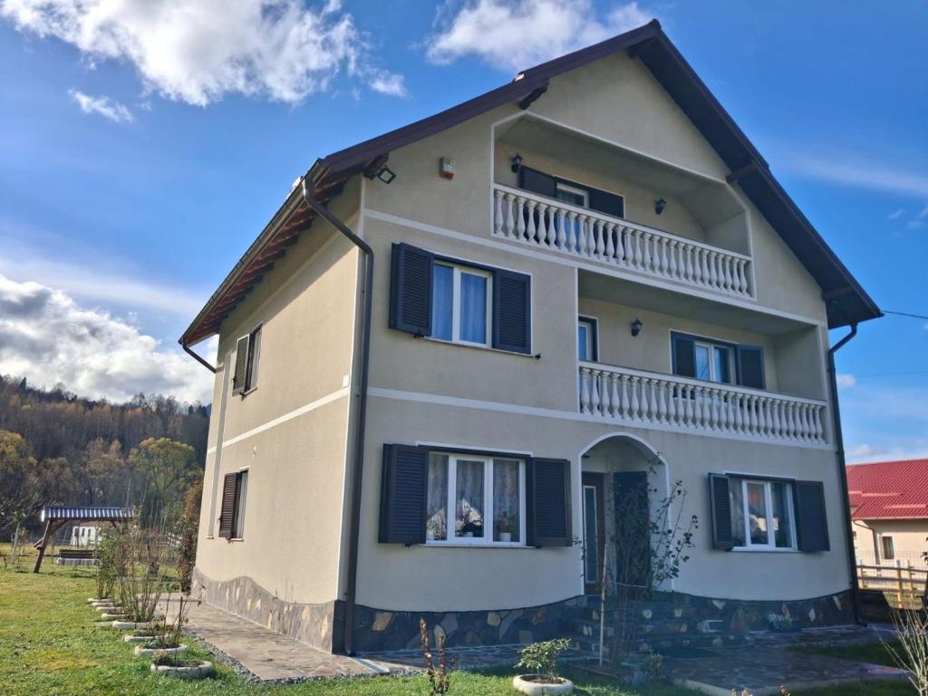 una grande casa con tetto di gambero di La Mary a Borşa