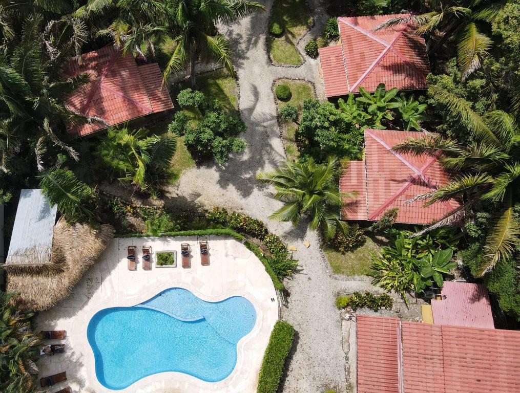 Esencia Hotel and Villas في شاطئ سانتا تيريزا: منظر علوي لحوض سباحة في منتجع