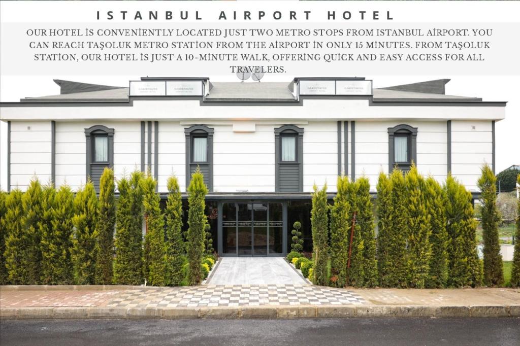 a building with the front entrance to an istanbul airport hotel at Gardenmode Airport Hotel in Taşoluk