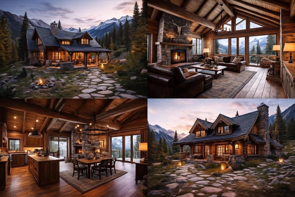 a collage of pictures of a house in the mountains at Sudic Villa in Snagov