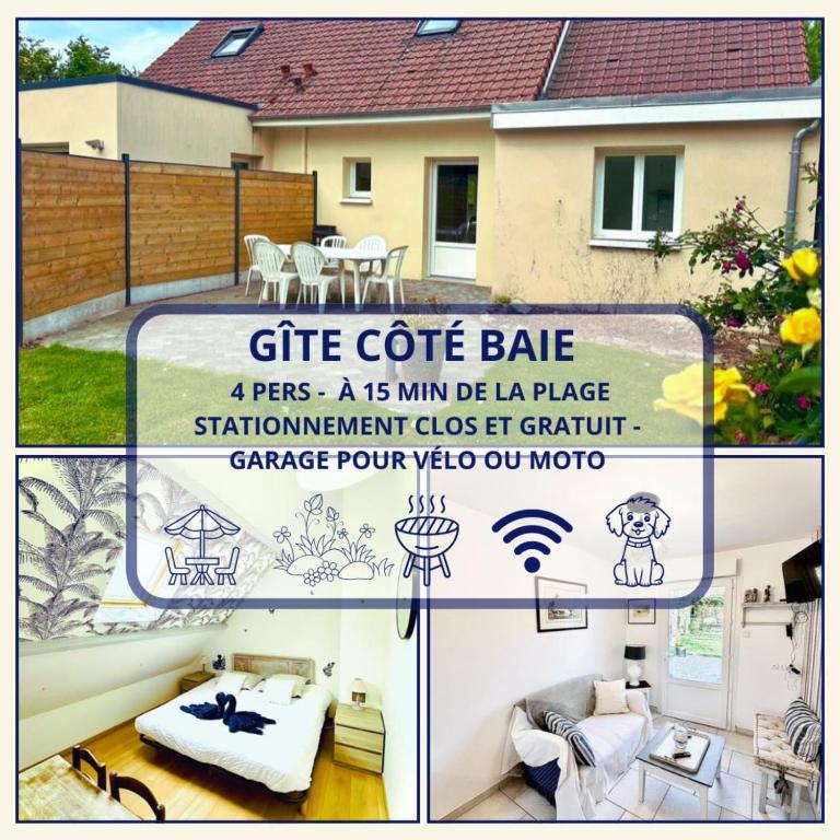 a collage of photos of a house with a gift golf elite sale sign at Coté Baie-Plage à 15min-Dog friendly-Parking clos in Villers-sur-Authie