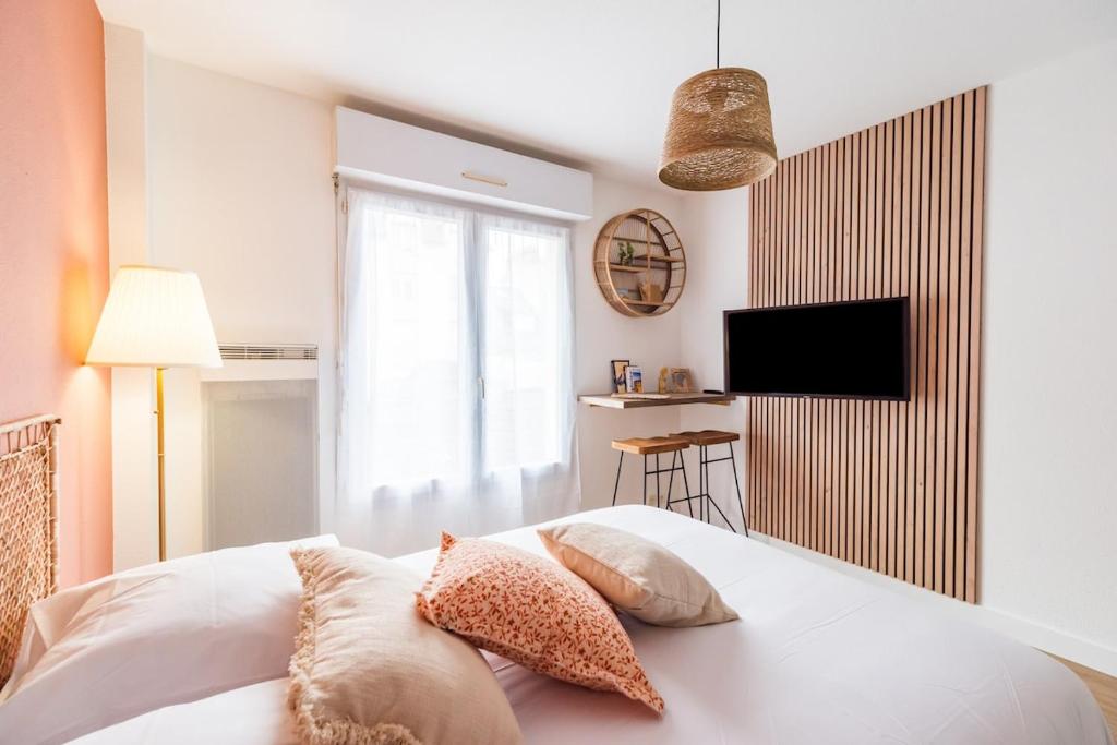 Μια τηλεόραση ή/και κέντρο ψυχαγωγίας στο Charmant studio au cœur de Saint-Brieuc