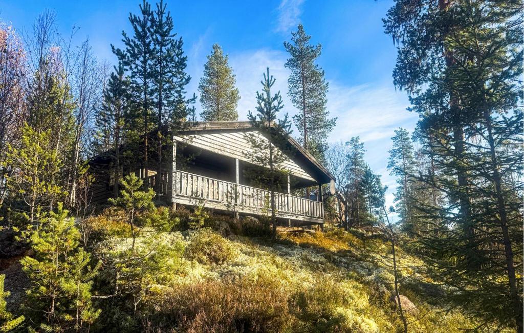 a house on top of a hill in the woods at Stunning Home In Ljørdalen With Sauna in Ljørdalen
