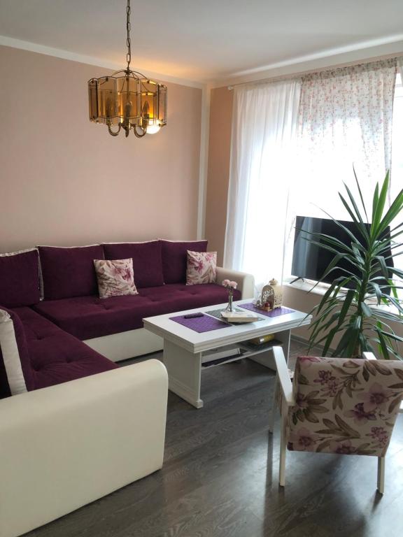 ein Wohnzimmer mit Sofa und Tisch in der Unterkunft Danojlic 2 in Višegrad
