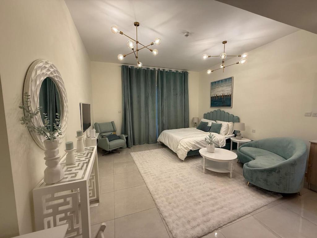 Posezení v ubytování Canal View Studio AG Tower