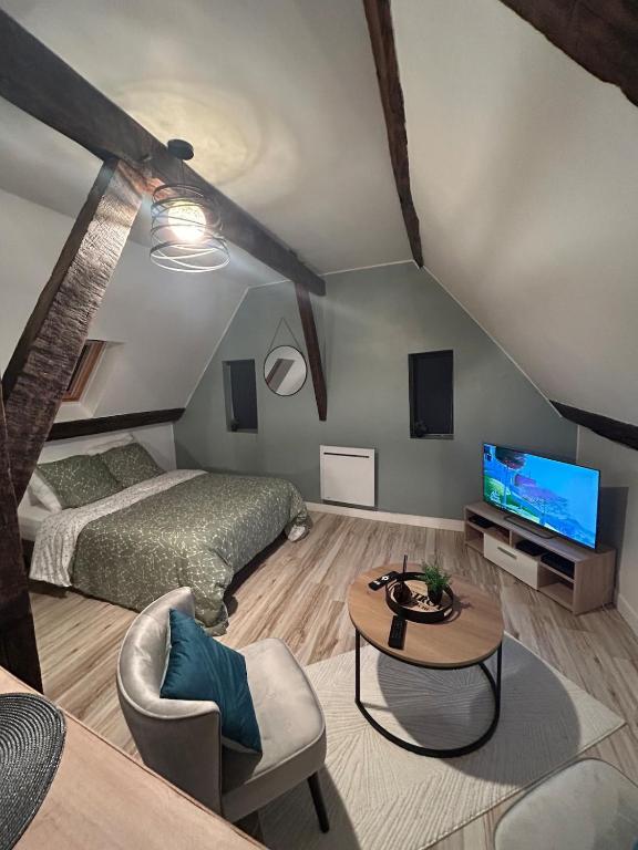 TV a/nebo společenská místnost v ubytování Notre-Dame de Chartres Studio