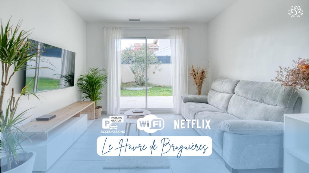 Posezení v ubytování Le Havre de Bruguières