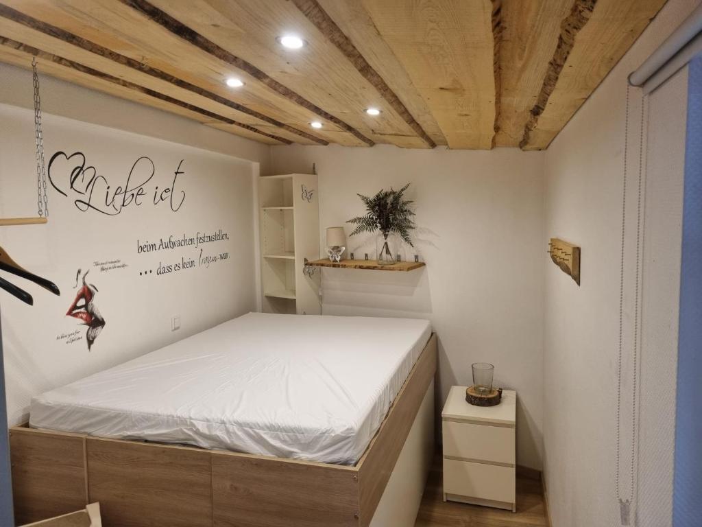 a bedroom with a bed in a room at Ferien- und Monteurwohnung Grünstadt-Worms in Obrigheim