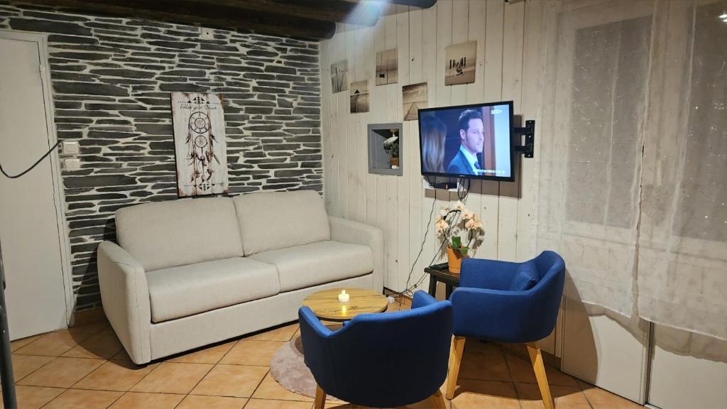 Χώρος καθιστικού στο Charmante maison près des bords de la Loire