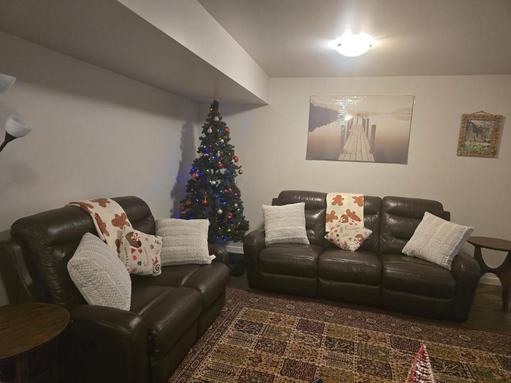 Posezení v ubytování The Peaceful Lower Loft