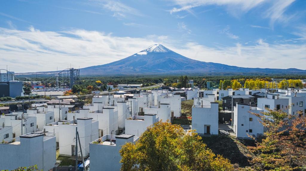a city with a mountain in the background at Fuji Gran Villa - TOKI - in Fujiyoshida