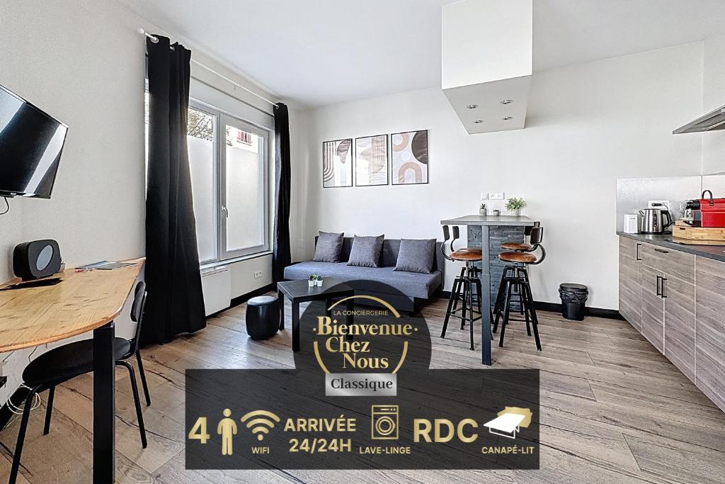 Kuchyň nebo kuchyňský kout v ubytování Appartement lumineux en rez-de-chaussée vers CHU