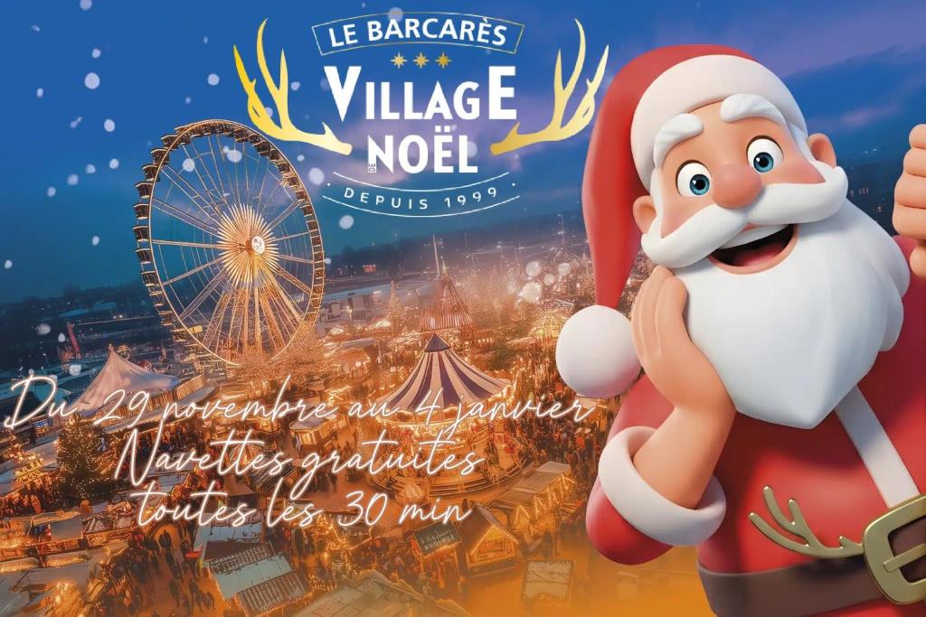 ein Poster für den Disney-Weihnachtsdorf-Knoten in der Unterkunft Confort en front de mer avec accès direct plage in Le Barcarès