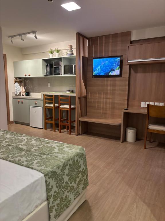 Kuchyň nebo kuchyňský kout v ubytování Vista Azul Apart Hotel - Vista Pinheiros