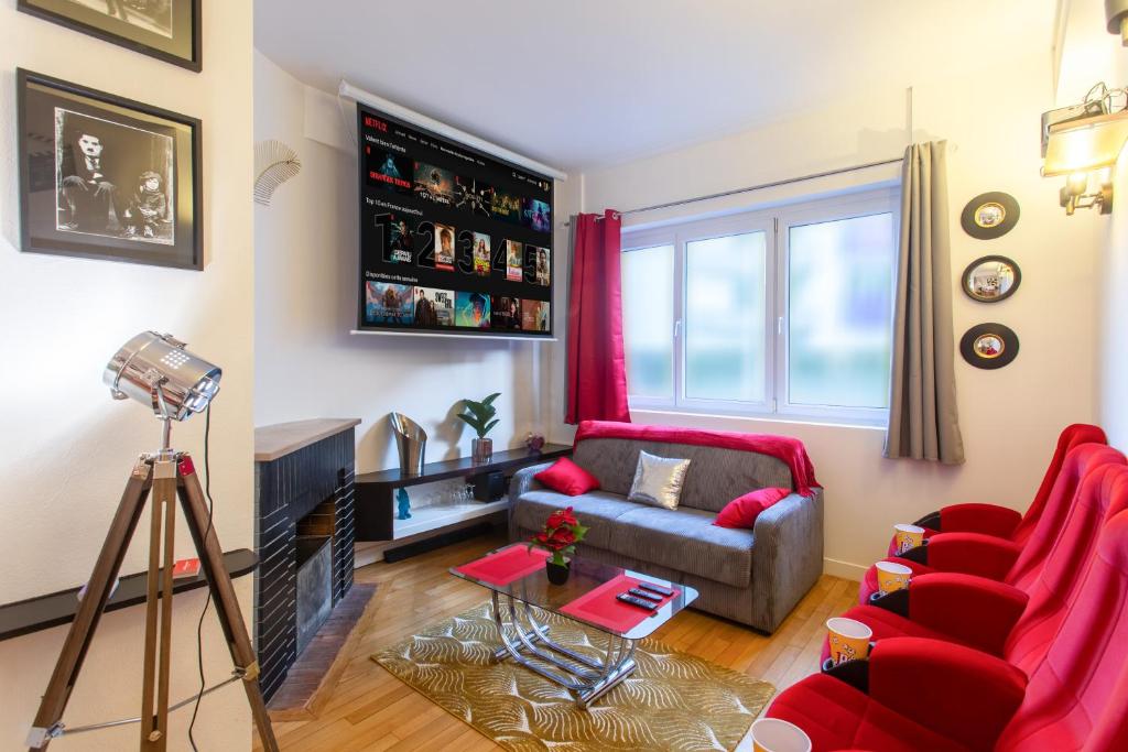 Istumisnurk majutusasutuses Appart Ciné Spa Amiens Cathédrale Parking Beffroi