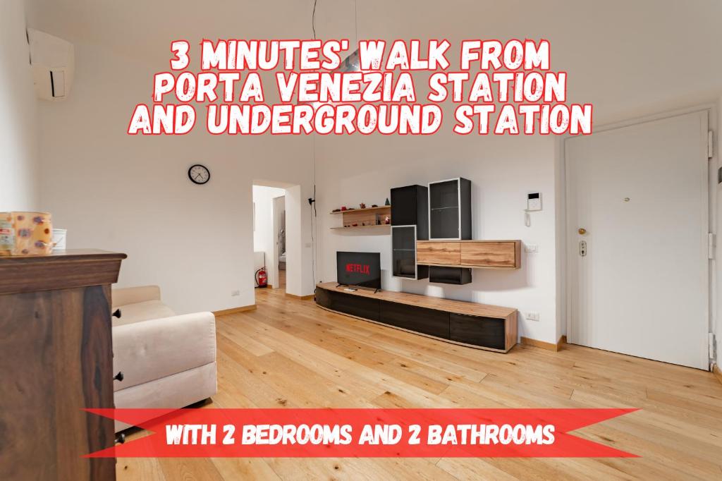 5 walk from Porta Venezia station, with 2 bedrooms