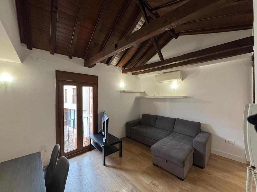 Una sala de estar con un sofá y un televisor en Andimi Don Diego #2, en Toledo