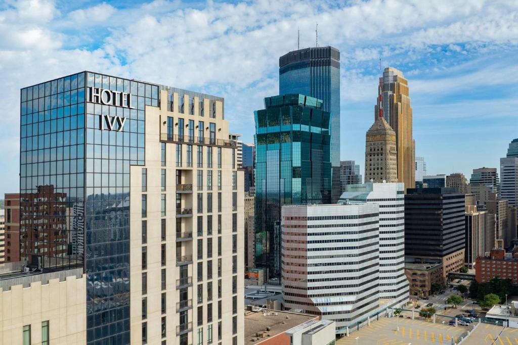 a view of a city skyline with tall buildings at Hotel Ivy, a Luxury Collection Hotel, Minneapolis in Minneapolis