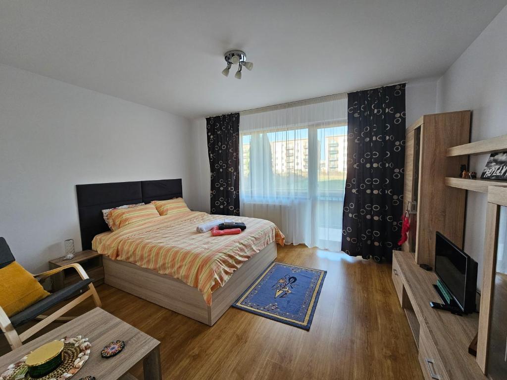 Postel nebo postele na pokoji v ubytování Elena's Studio Brasov