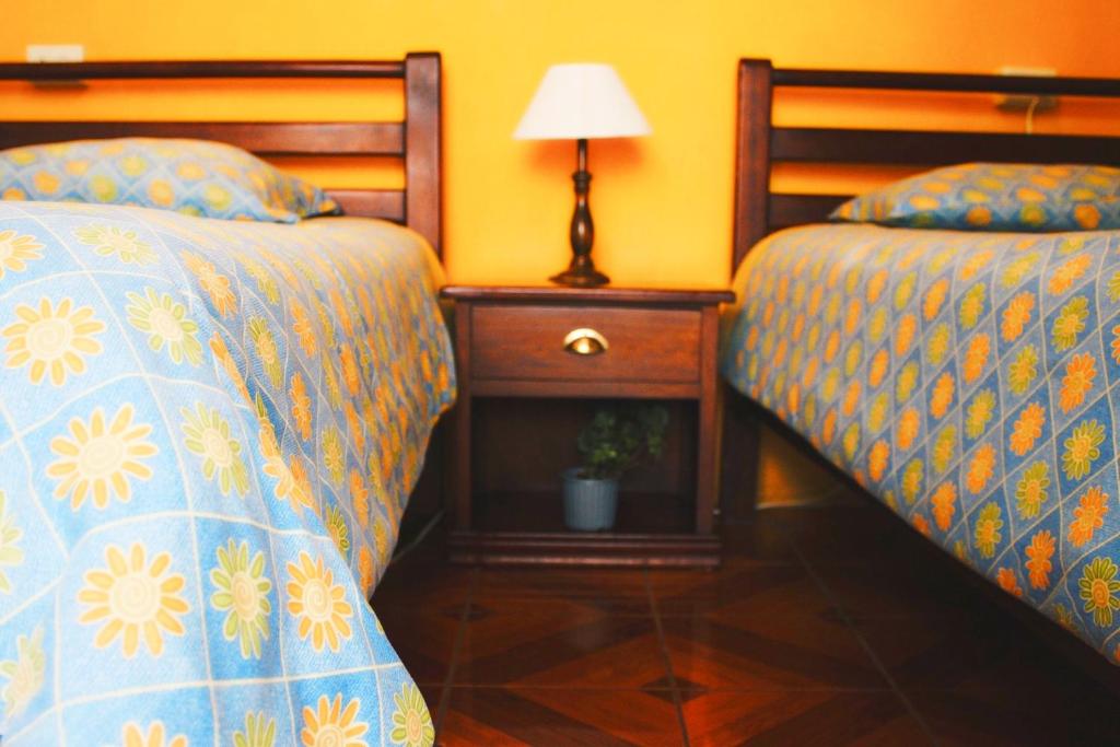 Postel nebo postele na pokoji v ubytování Hostal Timara