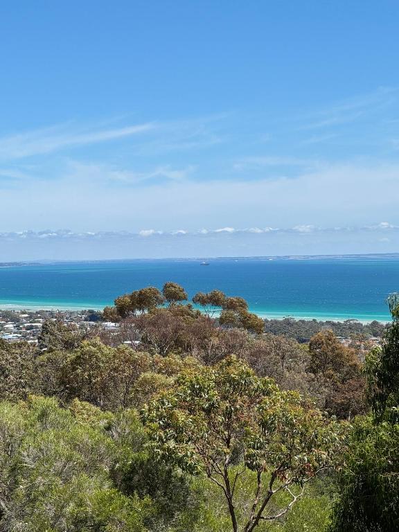 a view of the ocean from the top of a hill at Jalpari in McCrae
