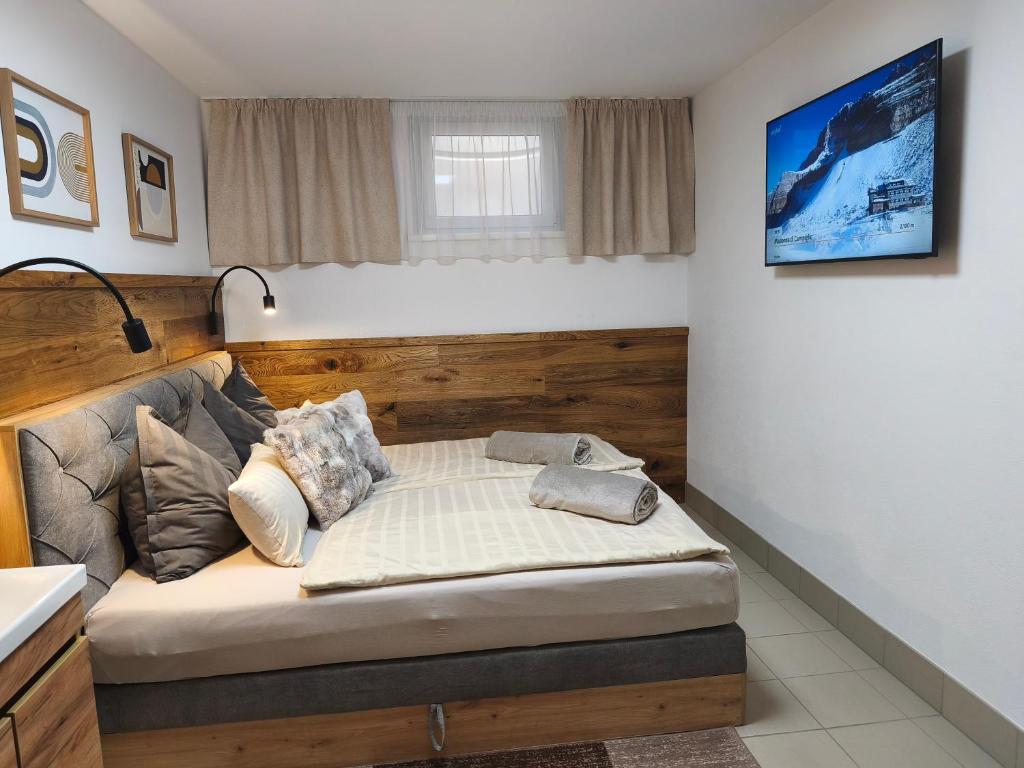 un dormitorio con una cama en una habitación en Appartement Rehlein, en Mauterndorf