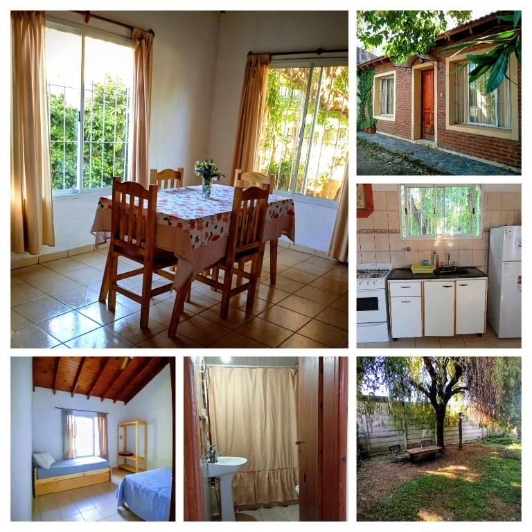 a collage of photos of a kitchen and a dining room at Casa Las Marías in General Belgrano