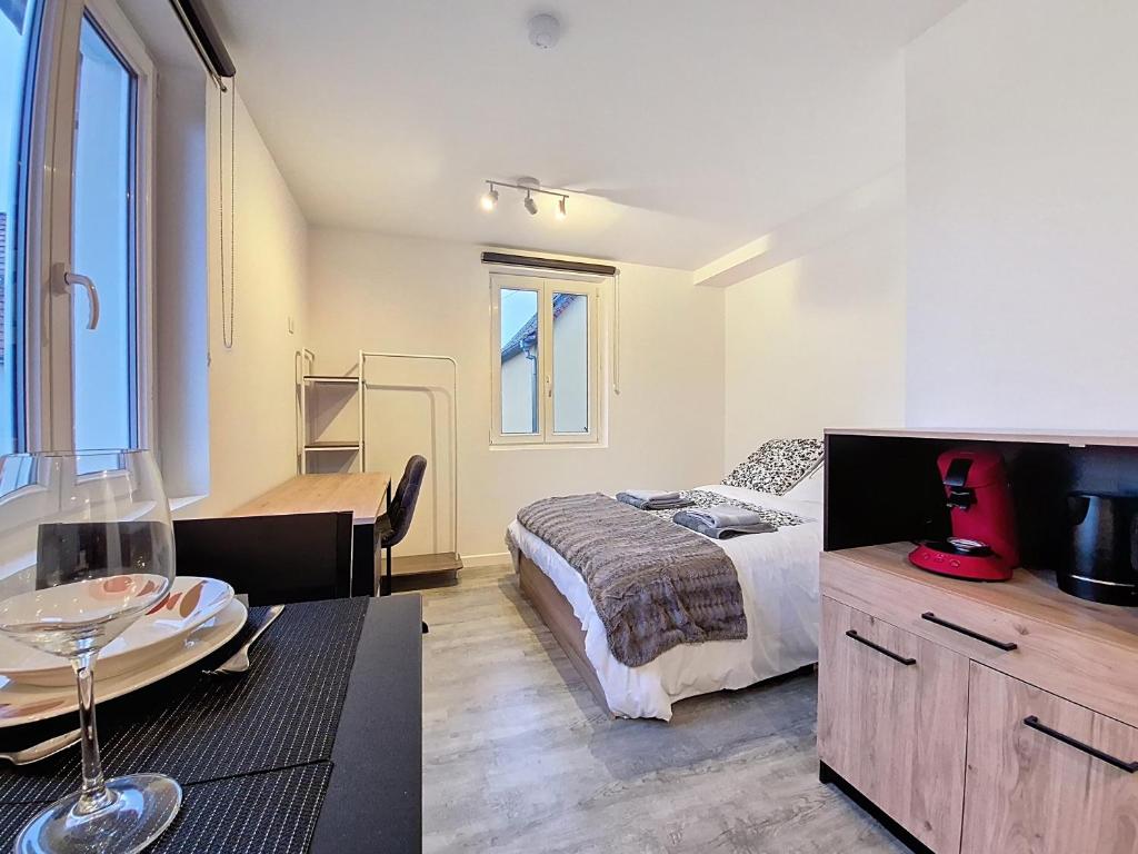 Ένα ή περισσότερα κρεβάτια σε δωμάτιο στο Illkirch-issime 2 - Neuf - Tram - Proche centre-ville - Moderne