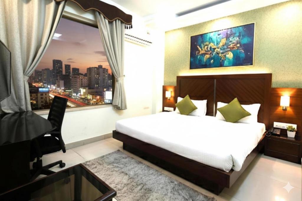 Ένα ή περισσότερα κρεβάτια σε δωμάτιο στο Prime Hotel Star View'Near RK ashram metro'5min from New Delhi railway station and Connaught place