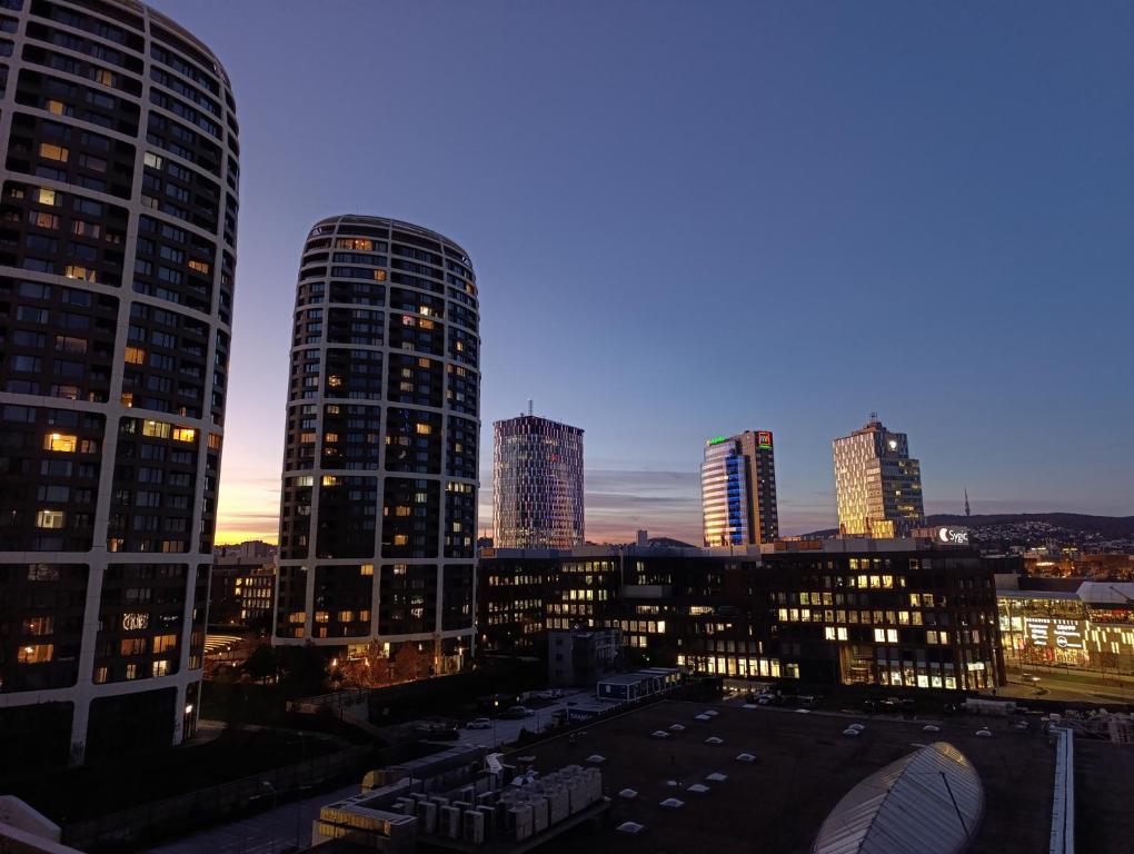 Cảnh Nivy hoặc tầm nhìn thành phố từ căn hộ