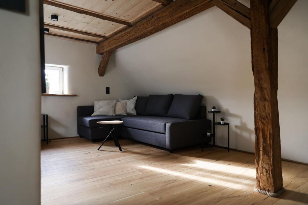 Χώρος καθιστικού στο Lehm & Fachwerk Dach-Apartment - Claycation