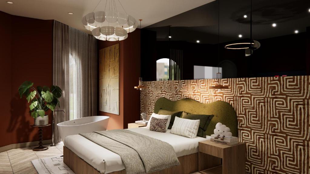 Ένα ή περισσότερα κρεβάτια σε δωμάτιο στο LUMI Reverside Hotel