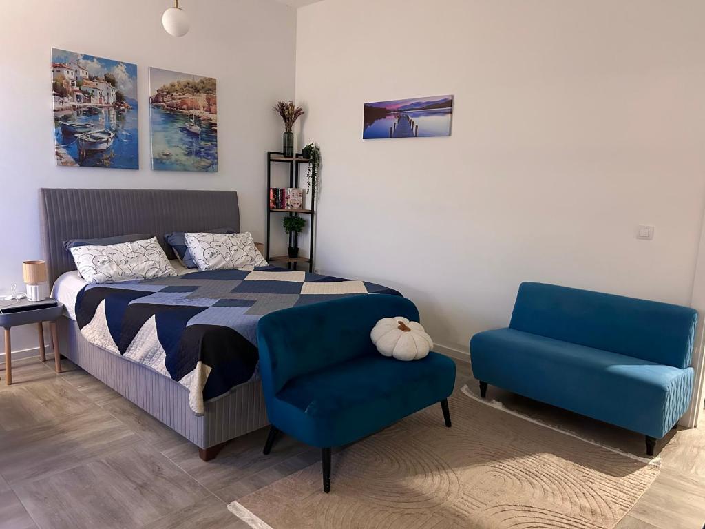 Ένα ή περισσότερα κρεβάτια σε δωμάτιο στο Sea View Apartment Montenegro