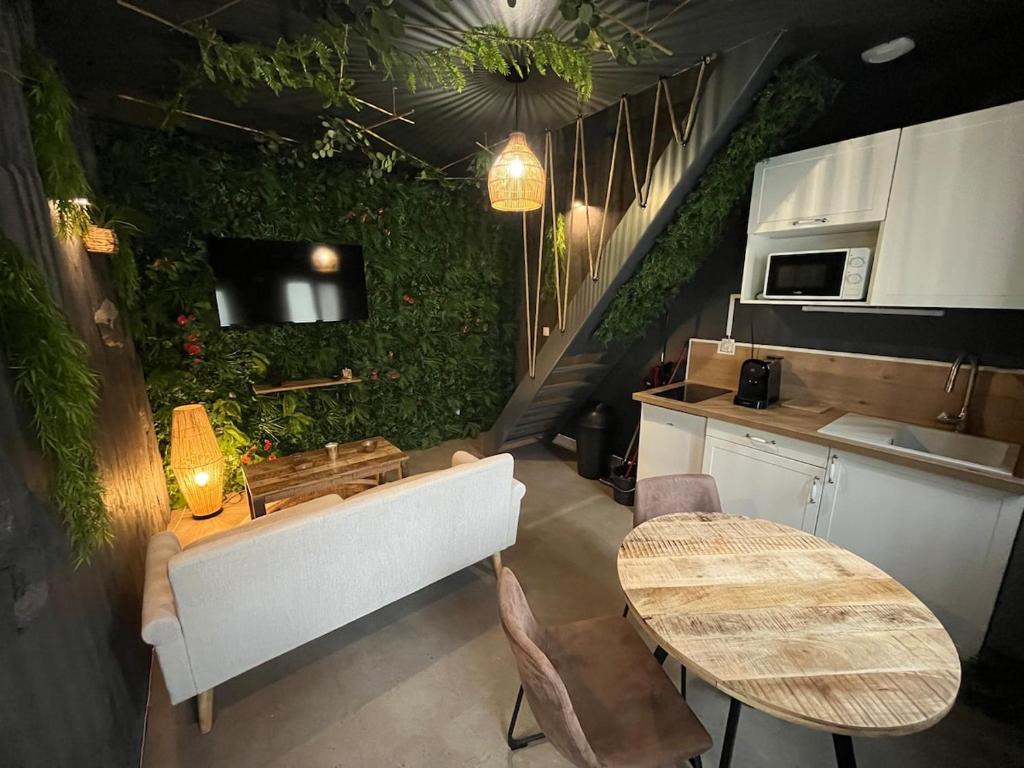 Η κουζίνα ή μικρή κουζίνα στο Jungle room Poitiers